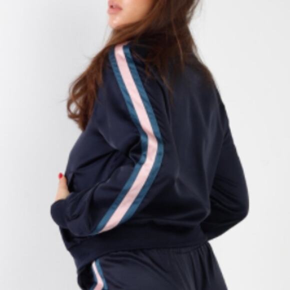 Navy Multicolor Stripe Detail Zip-Up Front Sports Jacket - Picture 7 of 16